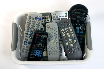 Image showing A basket of remotes