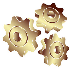 Image showing 3D gears in gold