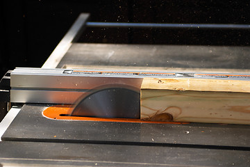 Image showing A table saw at work