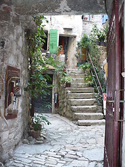 Image showing Croatia. Istria. Rovinj. Picturesque courtyard behind a gate  