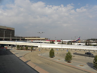 Image showing Russia. Moscow. International airport Sheremetyevo. 15 April 2010.  Air-liner of Aeroflot  