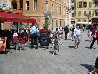 Image showing France. French Riviera. Nice. Girls dance on the square  