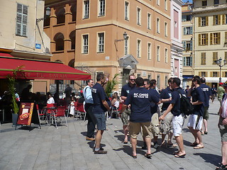 Image showing France. French Riviera. Nice. American tourists dance on the square  