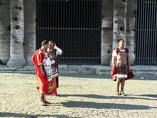 Image showing Italy. Rome. Roman legionaries near to the Collosseum  