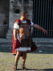 Image showing Italy. Rome. Roman legionary near to the Collosseum  