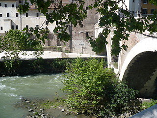 Image showing Italy. Rome. Tiber Island and The Pons Fabricius  