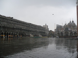 Image showing Italy. Venice. Saint Mark's Basilica under the downpour  