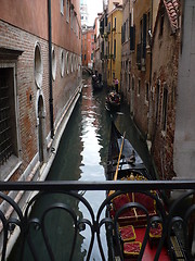 Image showing Italy. Venice. Gondolas on the Venetian channels  