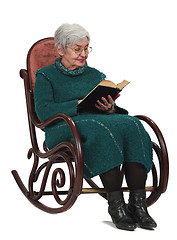 Image showing Old woman reading