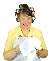 Image showing Wiping Up Housewife