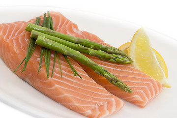 Image showing salmon and asparagus