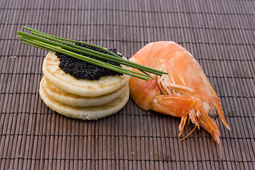 Image showing caviar and shrimp