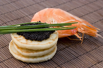 Image showing caviar and shrimp