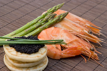 Image showing caviar and shrimps