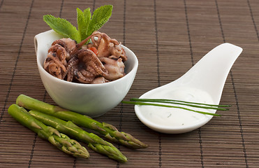 Image showing octopus and asparagus