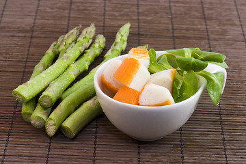 Image showing asparagus and surimi