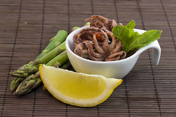 Image showing asparagus and octopus