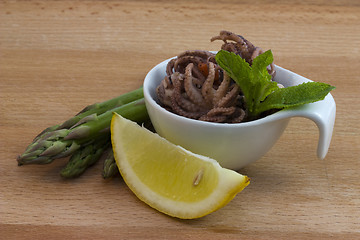 Image showing asparagus and octopus