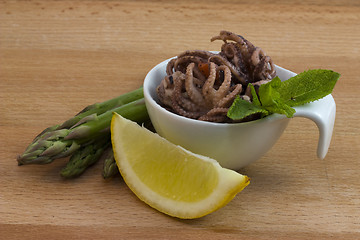 Image showing asparagus and octopus