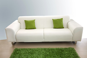 Image showing White leather sofa