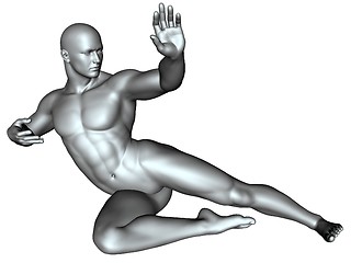 Image showing Fighter on martial arts poses