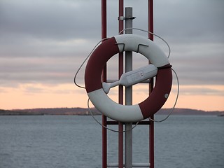 Image showing Lifebuoy with the sea as background