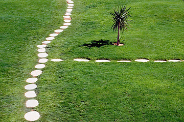 Image showing Stone path through lawn