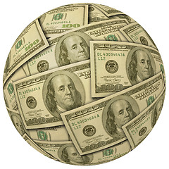 Image showing Cash Ball of $100 bills