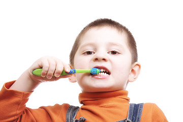 Image showing Boy brushing teeth