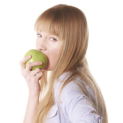 Image showing Woman biting apple 