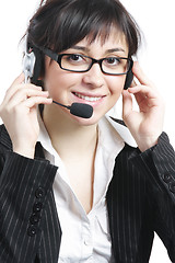 Image showing Brunette businesswoman with headset