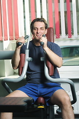 Image showing Smiling man at exercise