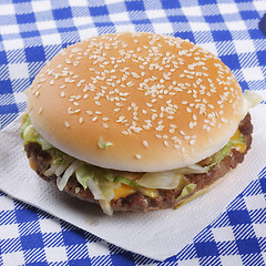 Image showing Hamburger on tissue