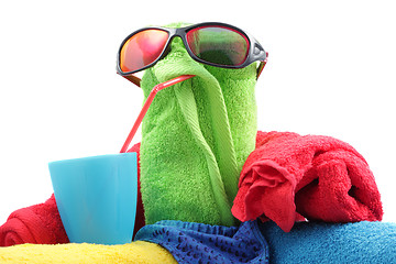 Image showing Towel person with drink