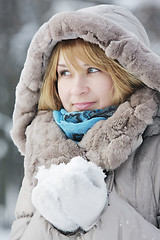 Image showing Blond woman with snow