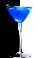 Image showing Blue cocktail with ice cubes
