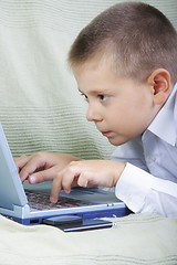 Image showing Boy working on laptop