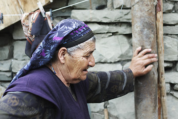 Image showing Senior woman stopped for short respite