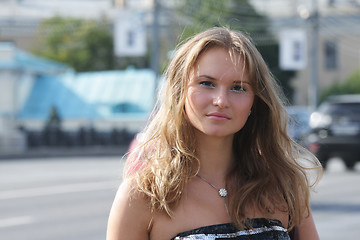 Image showing Young woman in city