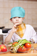 Image showing Thoughtful little cook