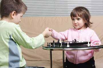 Image showing Chess players shaking hands