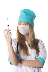 Image showing Young doctor with syringe