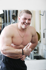 Image showing Laughing guy in gym