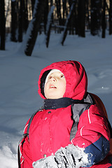 Image showing Boy in dark forest