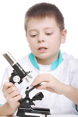 Image showing Boy with microscope