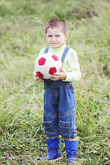 Image showing Little kid with soft ball