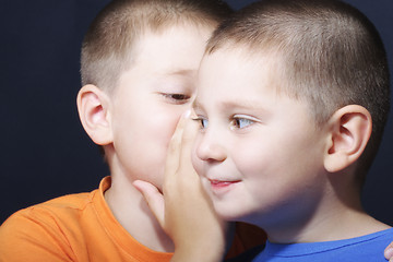 Image showing Brothers sharing secrets