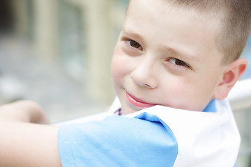 Image showing Boy looking over shoulder