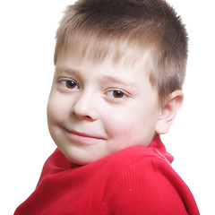 Image showing Portrait of cute boy in red