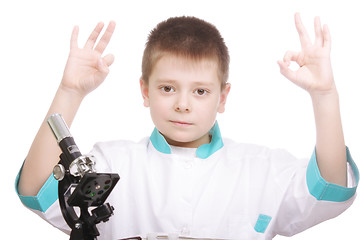 Image showing Researcher raising hands in okay gesture